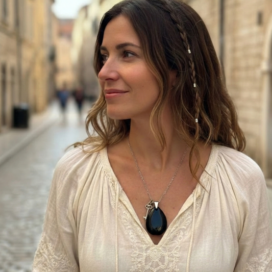 🔮 Colgante de Lágrima de Obsidiana · Protección y limites sanos