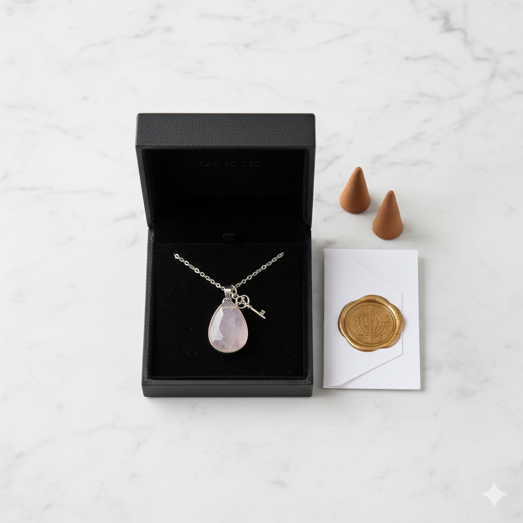 🌸 Colgante de Lágrima de Cuarzo Rosa · Auto-cuidado suave cada día