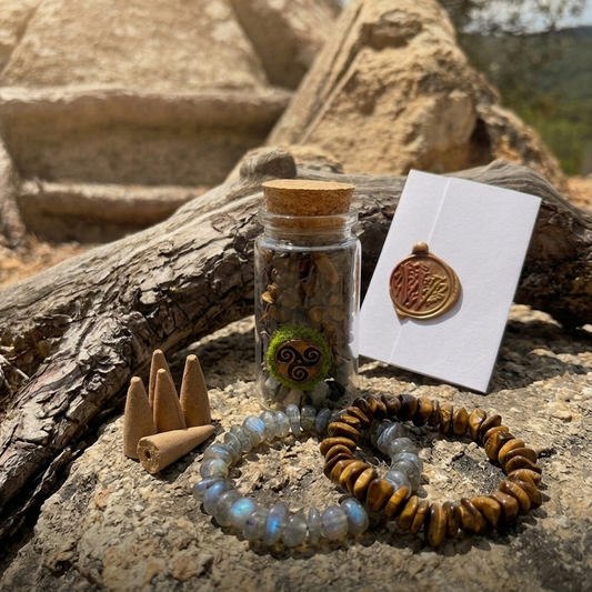 PACK DUO · Escudo Guardián: Labradorita + Ojo de Tigre