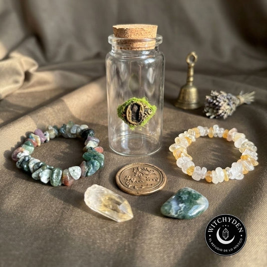 PACK DUO · Raíces de Prosperidad: Citrino + Ágata Musgo