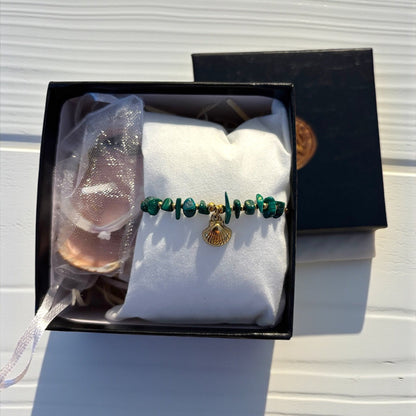 🛡️ Pulsera de Malaquita con Concha