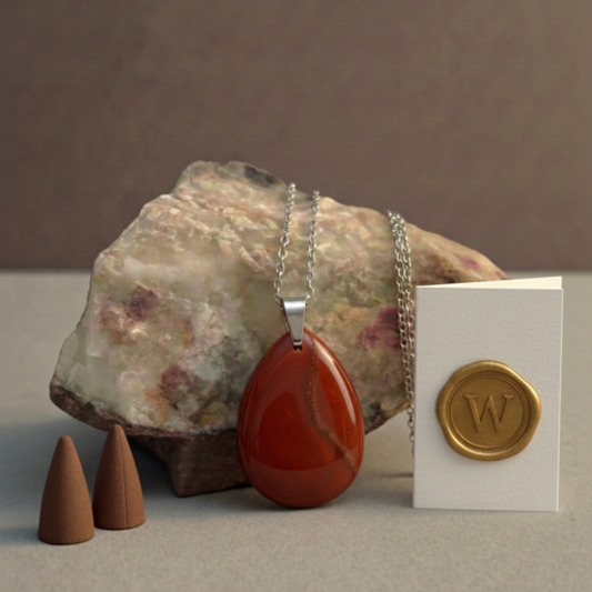 🔥 Colgante de Lágrima de Jaspe Rojo · Presencia, fuerza y enfoque