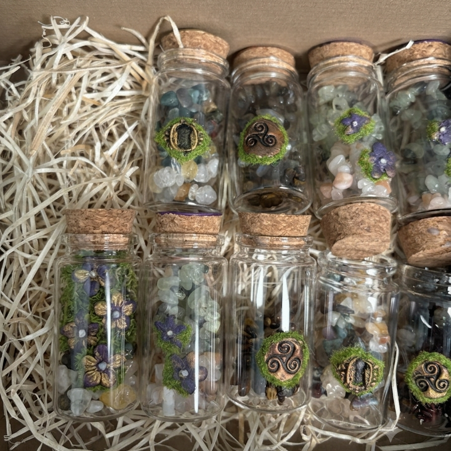 Colección Completa: 6 Pulseras con Intención + 3 Spell Jars