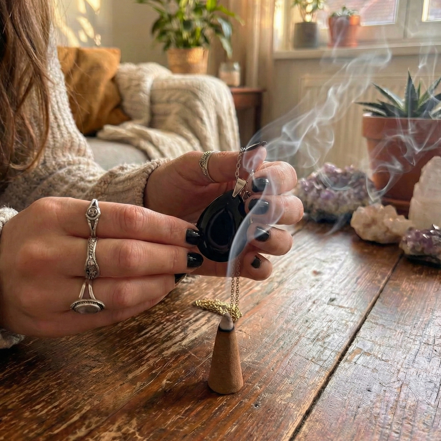 🔮 Colgante de Lágrima de Obsidiana · Protección y limites sanos